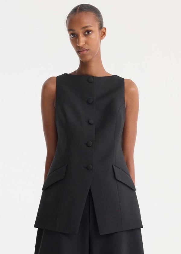 Boat-Neck Waistcoat (Black)