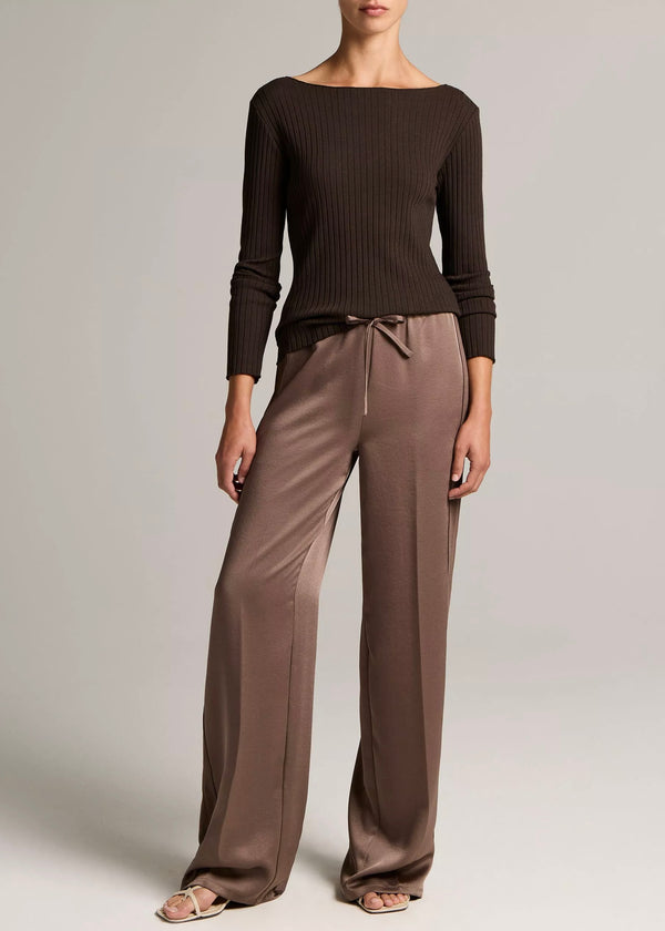Mid Waist Shine Crepe Pull On (Taupe Haze)