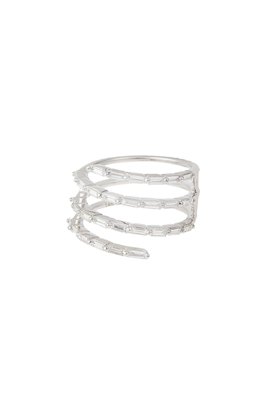 White Gold Baguette Ring - Women's Jewelry