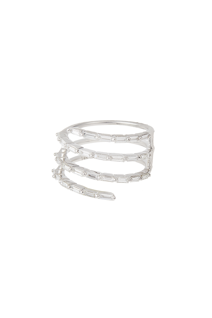 White Gold Baguette Ring - Women's Jewelry