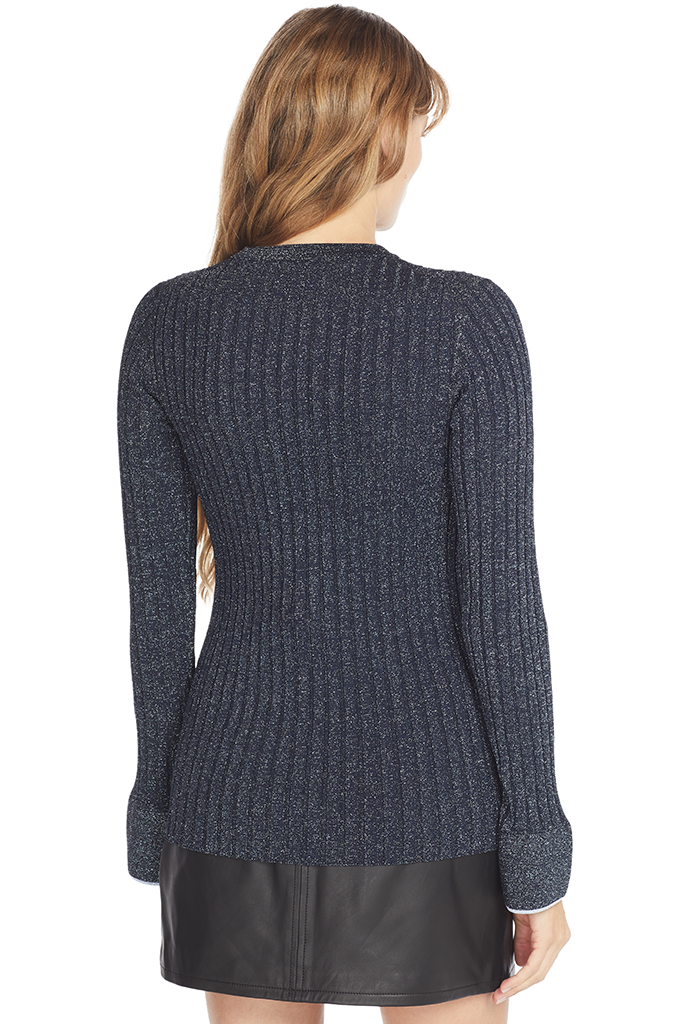 Derek Lam Fitted Rib Crewneck Pullover (Midnight)