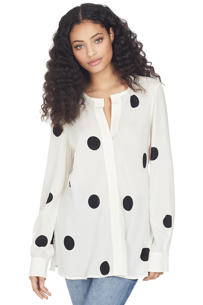 Derek Lam 10 Crosby Long Sleeve Button Down Blouse (Cream Multi)