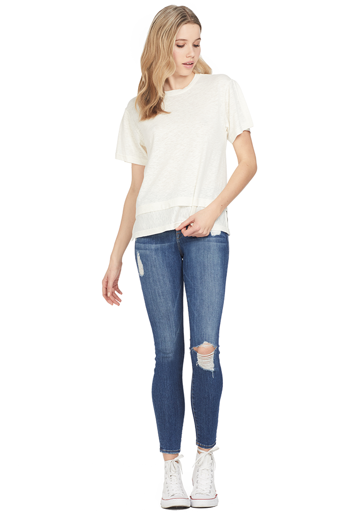 Derek Lam Short Sleeve Tee W/ Slit Detail (White)