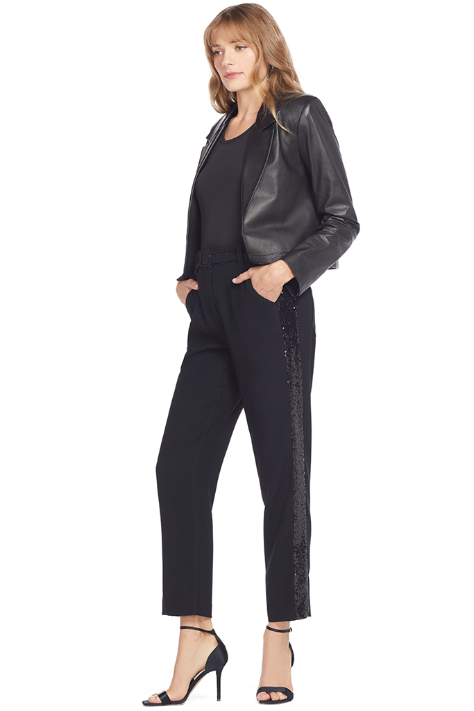 Derek Lam Straight Leg Trouser With Tuxedo Stripe (Black)