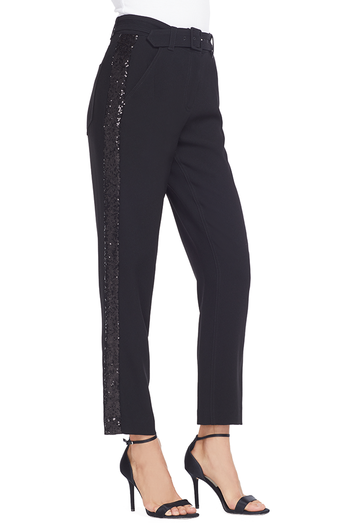 Derek Lam Straight Leg Trouser With Tuxedo Stripe (Black)