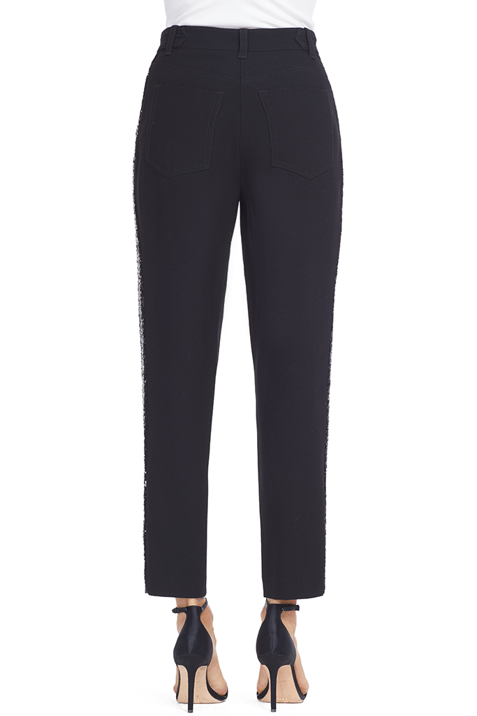Derek Lam Straight Leg Trouser With Tuxedo Stripe (Black)