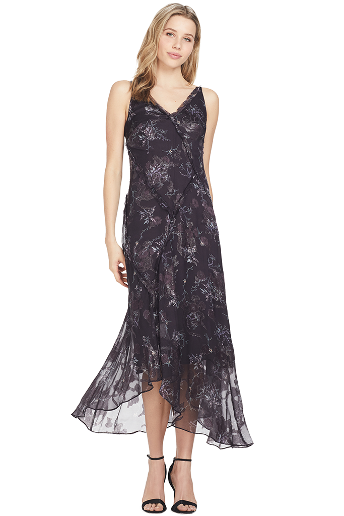 GREY Jason Wu Winter Floral Clip Jacquard Vneck Dress