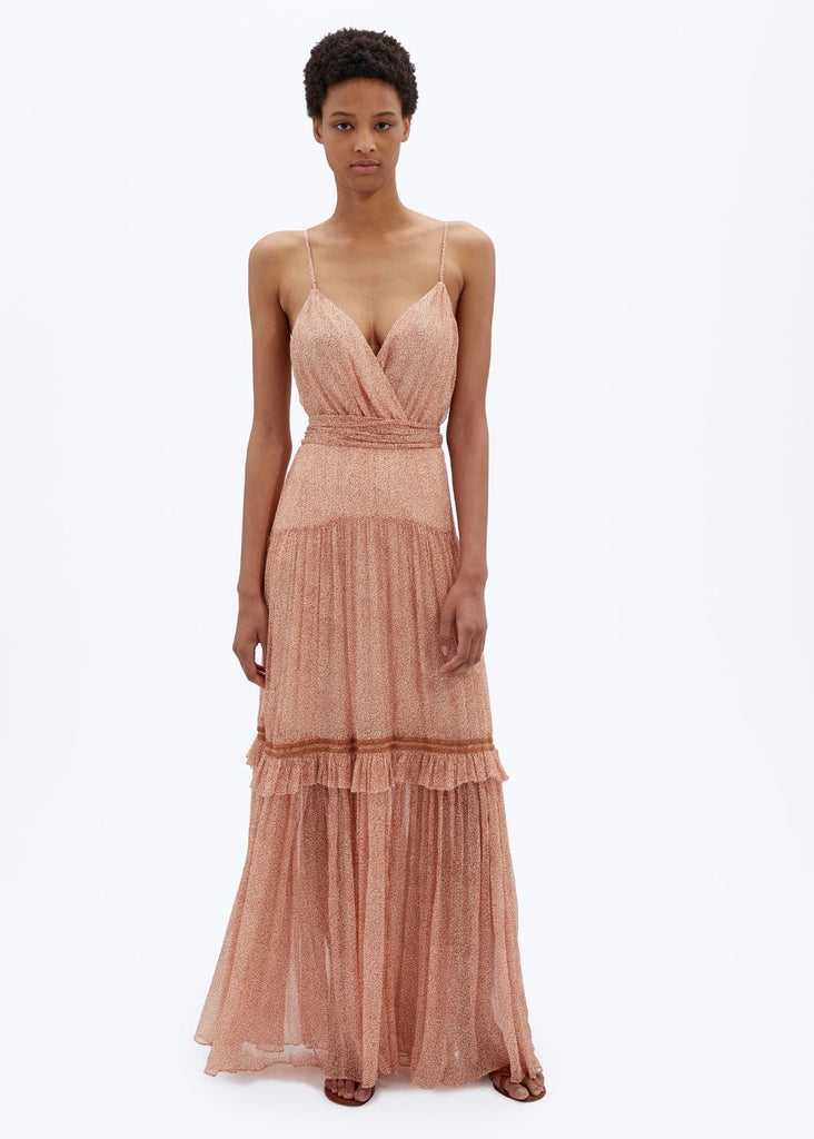 Gia Printed Dress - Caramel Ditsy Dot