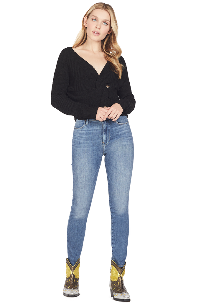 Milk Crossover Sweater (Black) - Women's Sweater