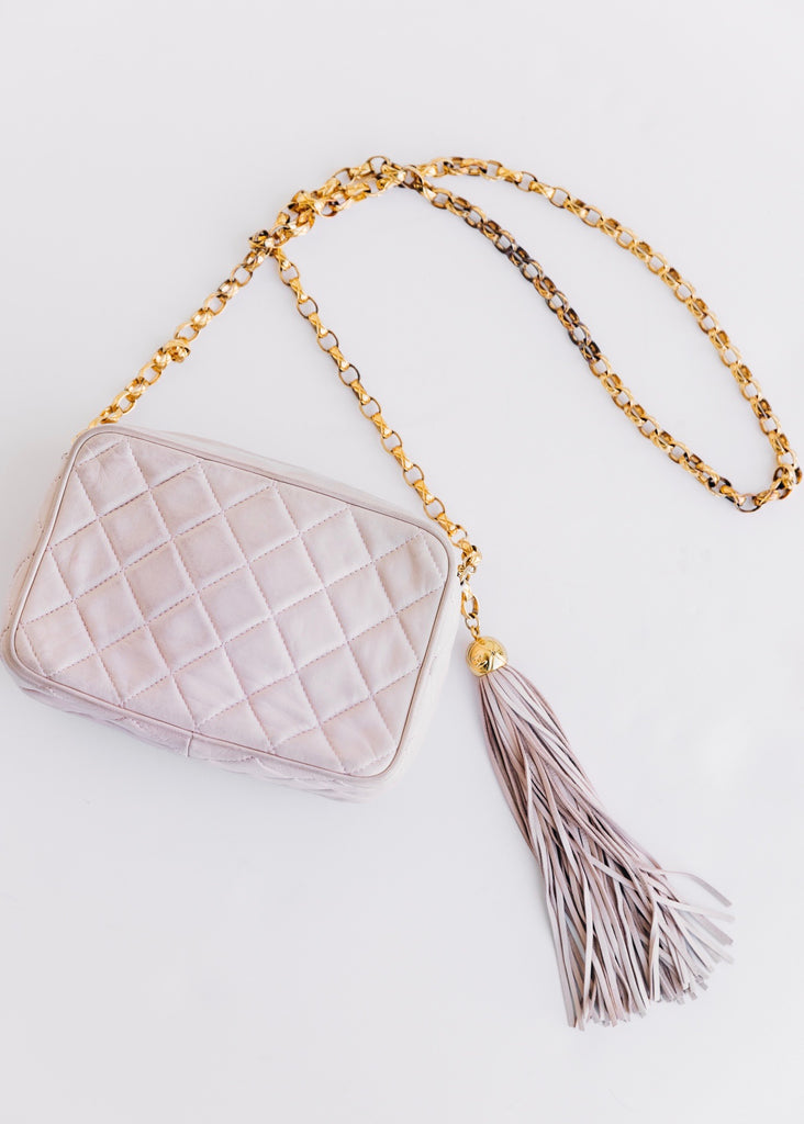 Vintage Chanel Quilted Pocket Tassel Bag (Blush)