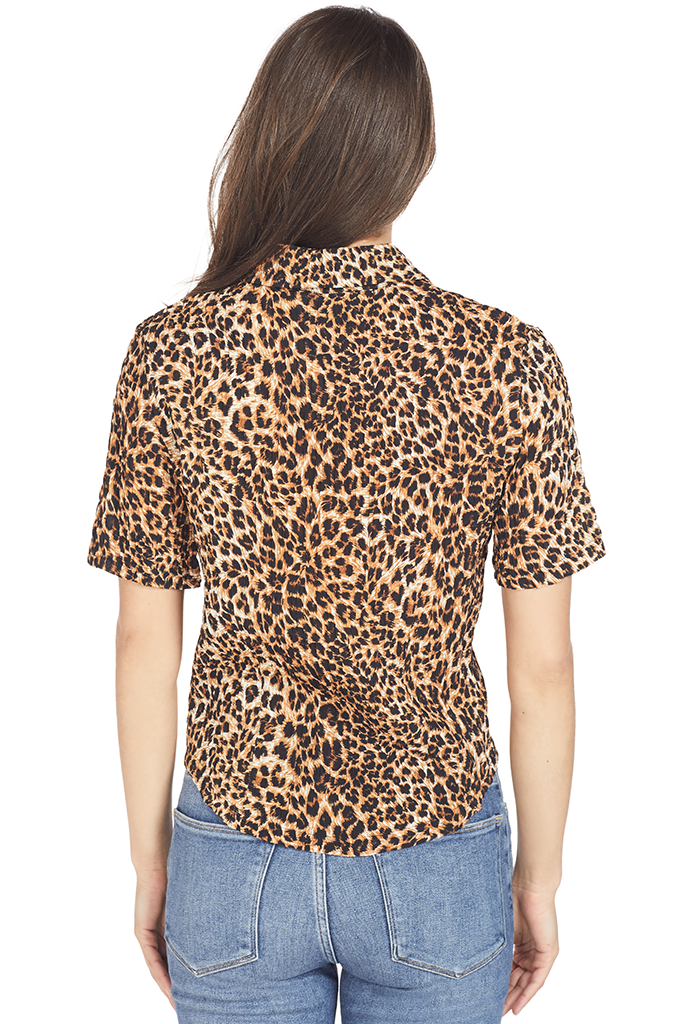 Nanushka Fitted Short Sleeve Shirt (Ocelot)