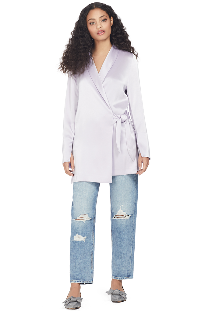 Nanushka Opium Satin Lounge Blazer (Lilac)