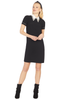 Crystal Embellished Point-Collar Shift Dress - Black