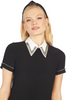 Crystal Embellished Point-Collar Shift Dress - Black