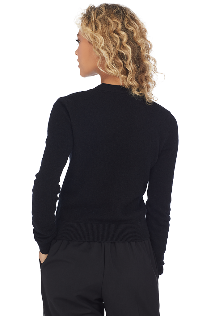 No. 21 Numero Ventuno Cropped Cashmere Sequin Cardigan (Black)