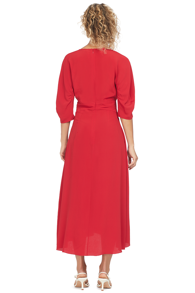 No. 21 Numero Ventuno Gathered Midi Dress (Red)
