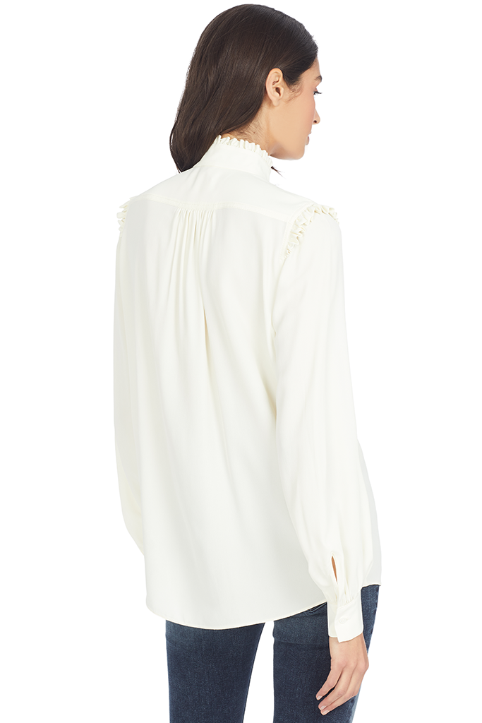 Numero Ventuno No. 21 Ruffle Trimmed Crepe Blouse (Ivory)
