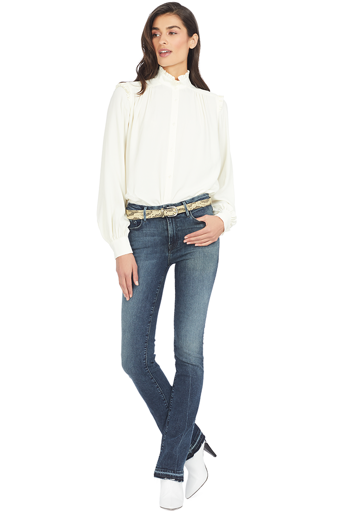 Numero Ventuno No. 21 Ruffle Trimmed Crepe Blouse (Ivory)