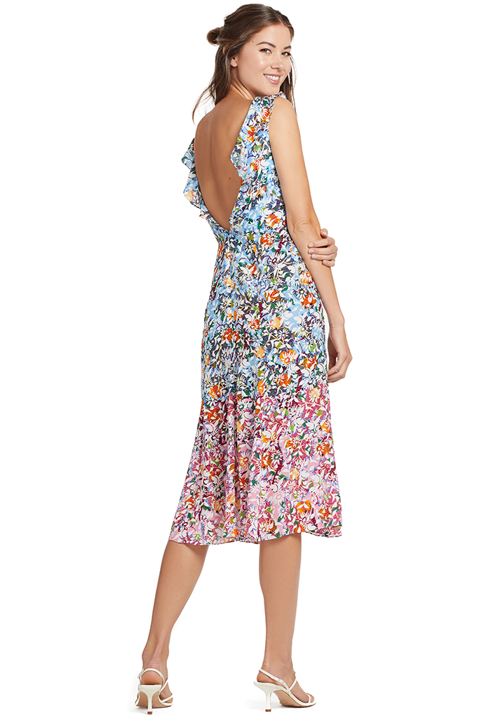 Saloni Holly Pink Margerite Midi Dress