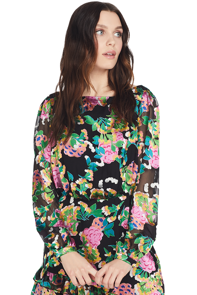 Saloni Felicia Dress (Hydrangea) Floral Multi