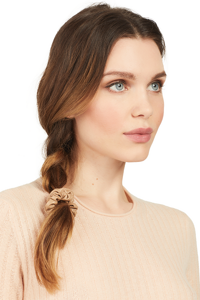 Mini Milk Vegan Leather Scrunchie (Tan)