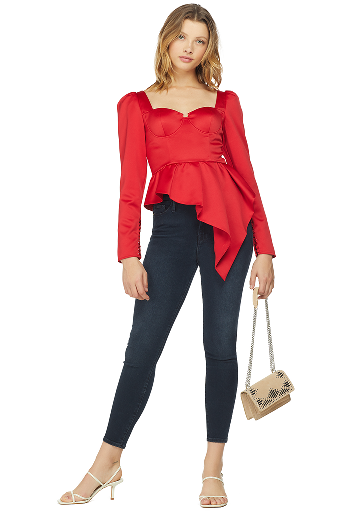 Self Portrait Red Duchess Satin Top