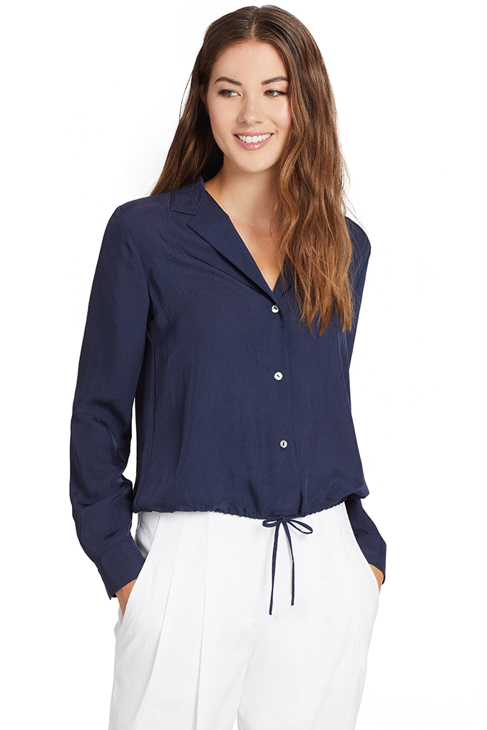 Vince Drawstring Lapel Shirt (Marine)