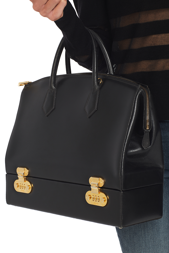 Fendi Leather Lock Box Purse