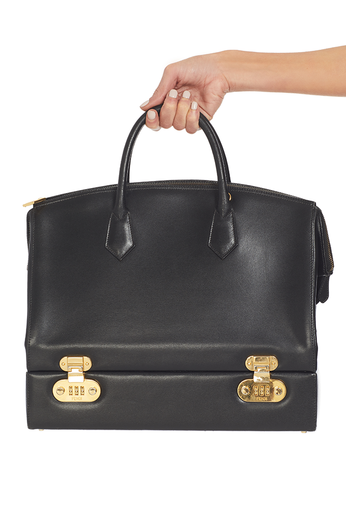 Fendi Leather Lock Box Purse