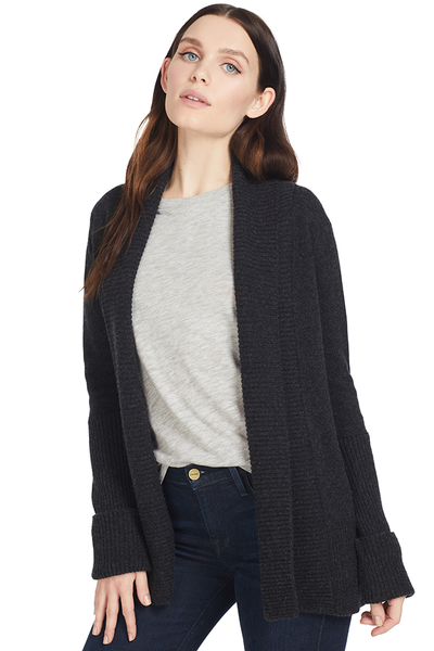 Vince Womens Wide Collar Cardigan (Carbon)