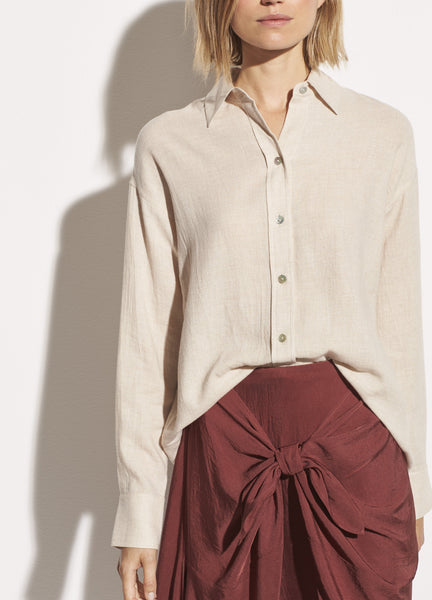 Boxy Button Down - Dove Oat