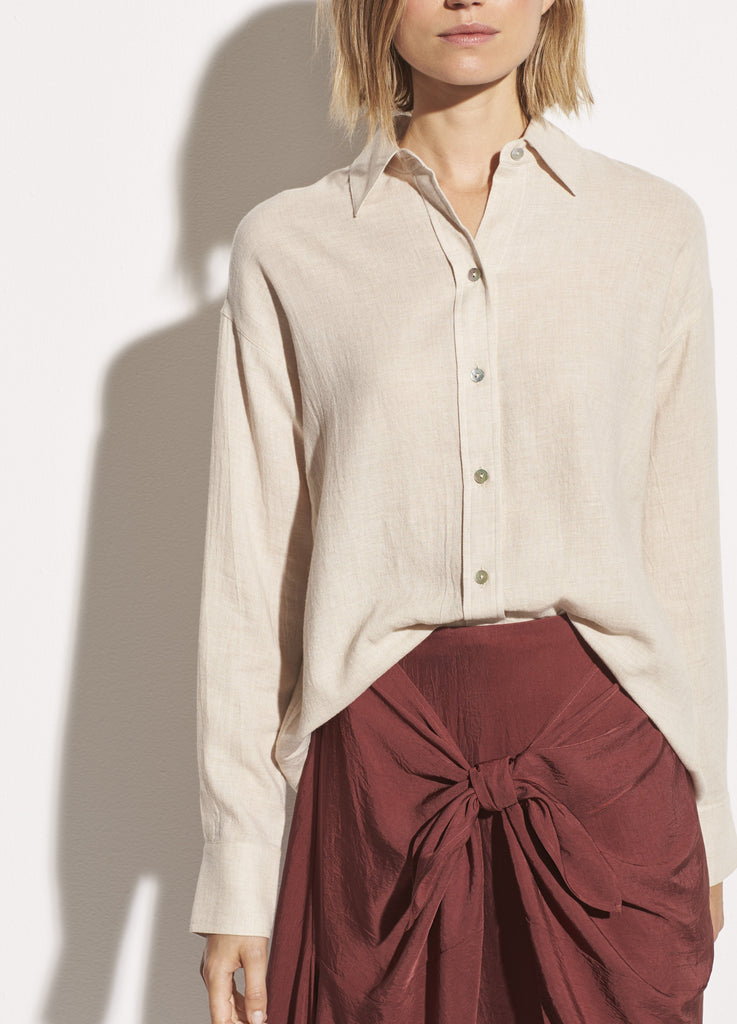 Boxy Button Down - Dove Oat