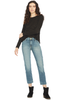 Vince Pencil Stripe Drop Shoulder Crew (Coastal/Olive Oil)