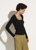 Square Neck Cardigan - Black