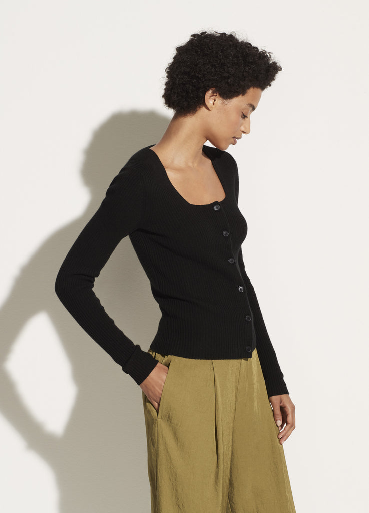 Square Neck Cardigan - Black