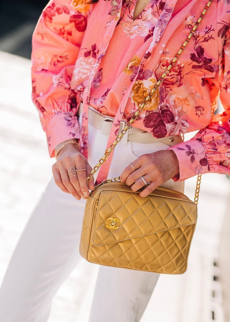 Vintage Chanel Gold Quilted Camera Bag